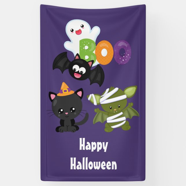 Niedliche Katze, Fledermäuse, Mama und Geist Banner (Vertikal)