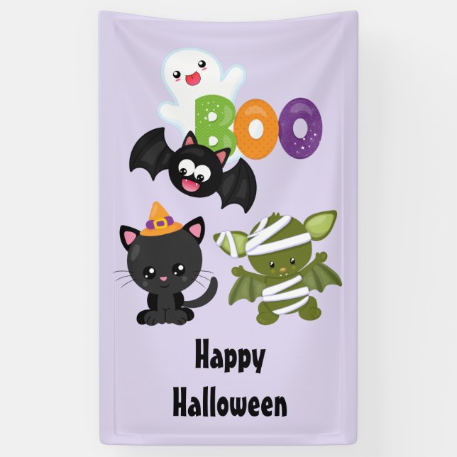 Niedliche Katze, Fledermäuse, Mama und Geist Banner (Vertikal)
