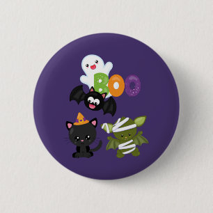 Niedliche Katze, Fledermäuse, Mama und Geist Button