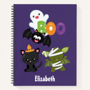 Niedliche Katze, Fledermäuse, Mama und Geist Notizbuch