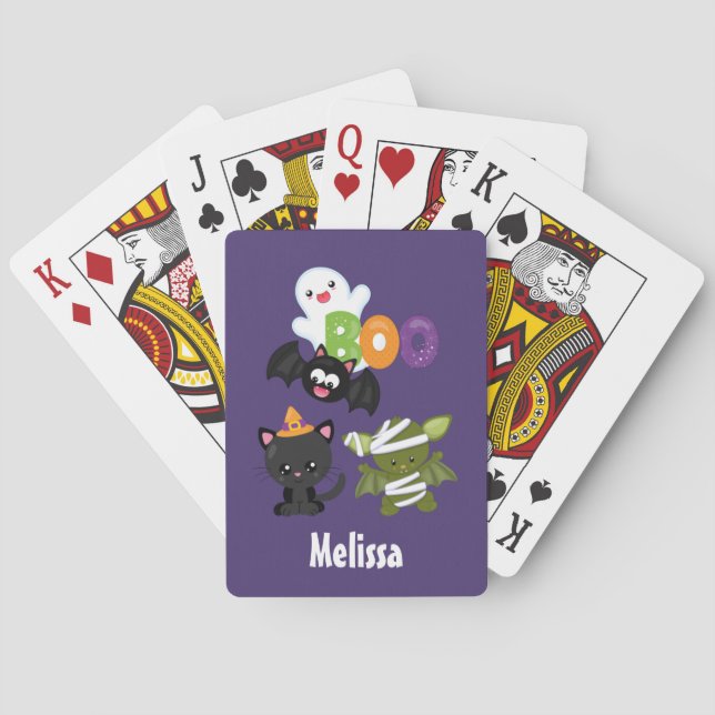 Niedliche Katze, Fledermäuse, Mama und Geist Spielkarten (Rückseite)