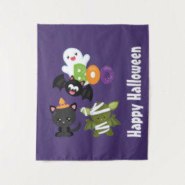 Niedliche Katze, Fledermäuse, Mama und Geist Wandteppich