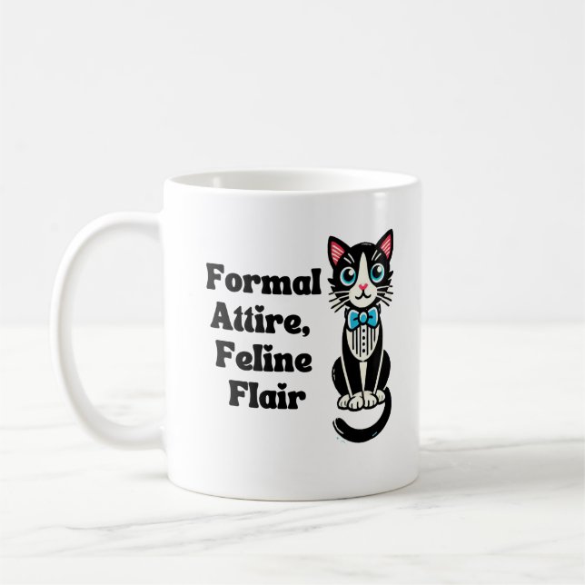 Niedliche Katze "Förmliche Kleidung, Flair Feline" Kaffeetasse (Links)