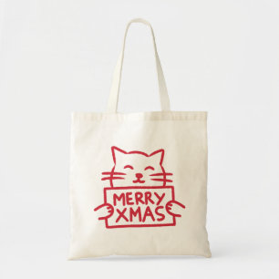 Niedliche Katze Frohe Weihnachten Tragetasche