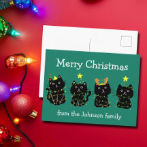Niedliche Katze Frohe Weihnachtsbeleuchtung Custom