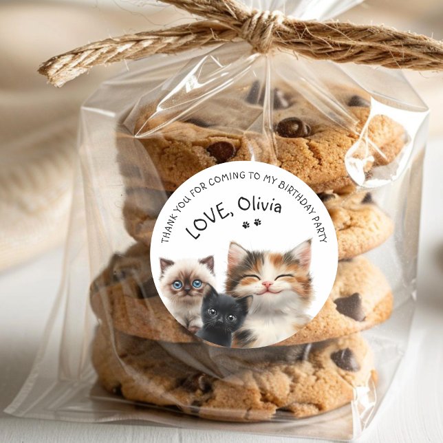 Niedliche Katze Geburtstag Vielen Dank Sticker (Cute Cat Birthday Thank You Sticker)