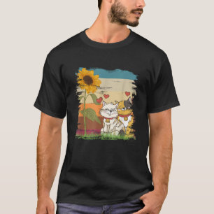Niedliche Katze Gelbe Blumen Florist Geschenk Retr T-Shirt
