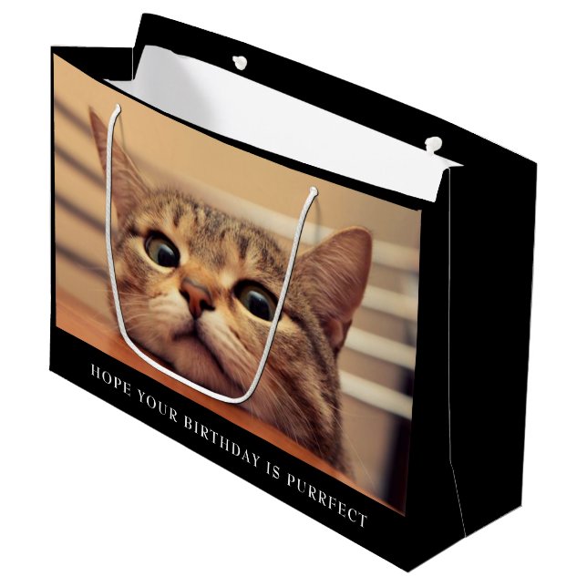 Niedliche Katze Große Geschenktasche Geschenktüte (Vorderseite Schrägansicht)
