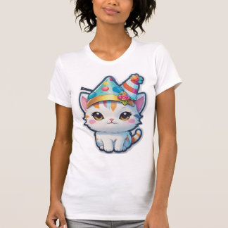 Niedliche Katze hält ein Neujahrsfest im Party T-Shirt