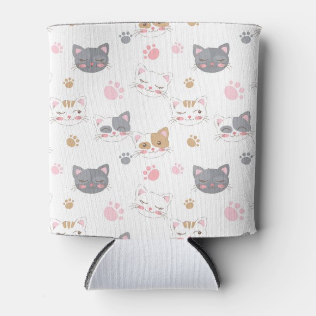 Niedliche Katze hat ein lächelndes Katzen-Muster Dosenkühler (Vorderseite)