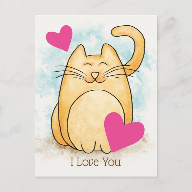 Niedliche Katze I Liebe Sie hören Postkarte (Vorderseite)