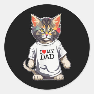 Niedliche Katze Ich Liebe meinen Vater für den bes Runder Aufkleber
