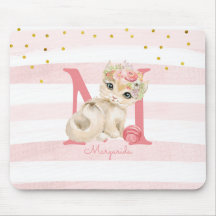 Niedliche Katze Illustration Weiß rosa Streifen Ki