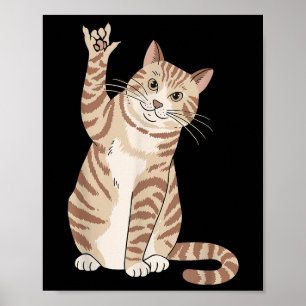 Niedliche Katze Ily Hand Gesture Asl Hörverlust To Poster