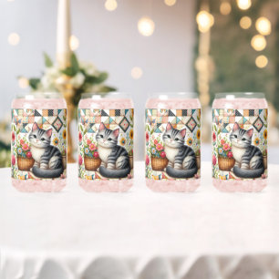 Niedliche Katze im Blumengeflecht Dosenglas