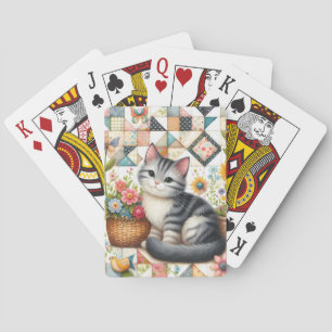 Niedliche Katze im Blumengeflecht Spielkarten