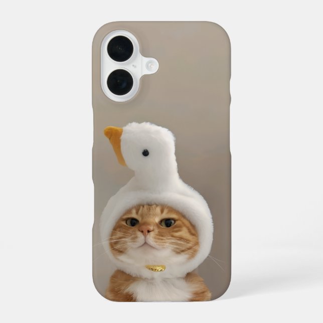 Niedliche Katze im Duck Hat iPhone 16 Slim Fit Cas iPhone 16 Hülle (Rückseite)
