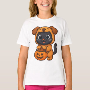 Niedliche Katze im Hundekostüm, Trick-oder-Leckere T-Shirt