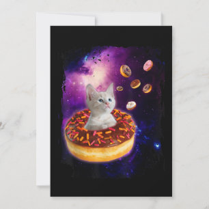 Niedliche Katze im Inneren Donut im Weltraum Liebh Einladung