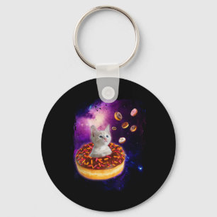 Niedliche Katze im Inneren Donut in Space Boys Gir Schlüsselanhänger