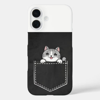 Niedliche Katze im Pocket-Design - Katzenliebhaber iPhone 16 Hülle