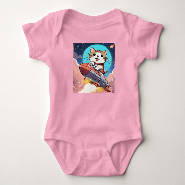 Niedliche Katze im Raum Baby Strampler (Vorderseite)