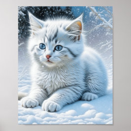 Niedliche Katze im Schnee Poster