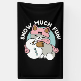 Niedliche Katze im Snow Gear mit Snowman Art Banner