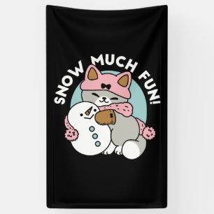 Niedliche Katze im Snow Gear mit Snowman Art Banner