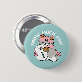 Niedliche Katze im Snow Gear mit Snowman Art Button