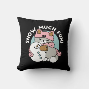 Niedliche Katze im Snow Gear mit Snowman Art Kissen