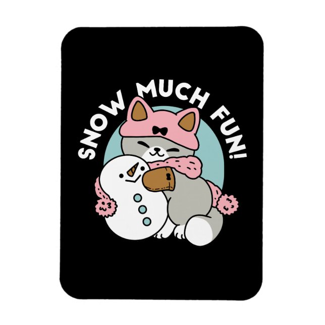 Niedliche Katze im Snow Gear mit Snowman Art Magnet (Vertikal)