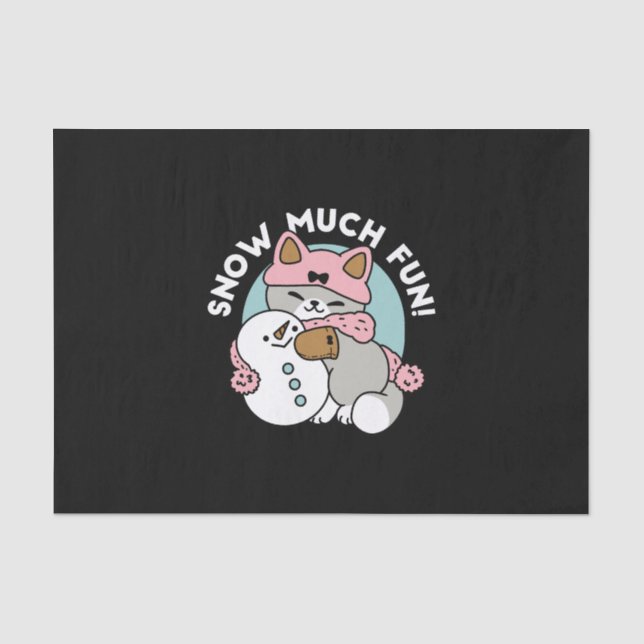 Niedliche Katze im Snow Gear mit Snowman Art Seidenpapier (Vorderseite)