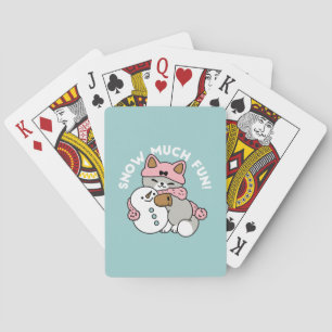 Niedliche Katze im Snow Gear mit Snowman Art Spielkarten