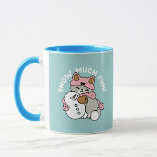 Niedliche Katze im Snow Gear mit Snowman Art Tasse