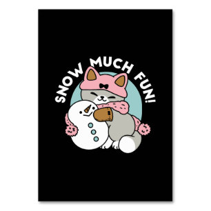 Niedliche Katze im Snow Gear mit Snowman Art Tischnummer