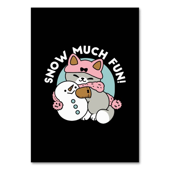Niedliche Katze im Snow Gear mit Snowman Art Tischnummer (Vorderseite)