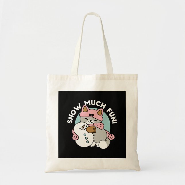 Niedliche Katze im Snow Gear mit Snowman Art Tragetasche (Vorne)