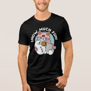 Niedliche Katze im Snow Gear mit Snowman Art Tri-Blend Shirt
