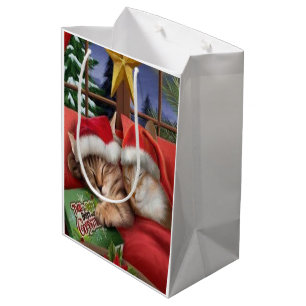 Niedliche Katze im Weihnachten Mittlere Geschenktüte