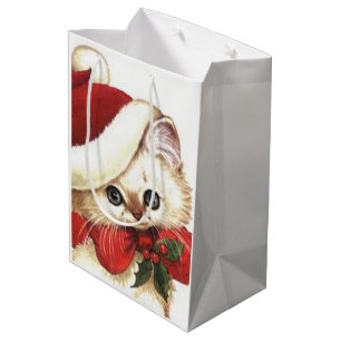 Niedliche Katze im Weihnachten Mittlere Geschenktüte