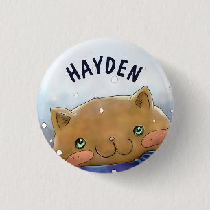 Niedliche Katze im Winter personalisiert Kinder Button