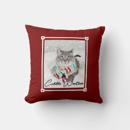 Niedliche Katze im Winter Scarf Cuddle Wetter Weih Kissen