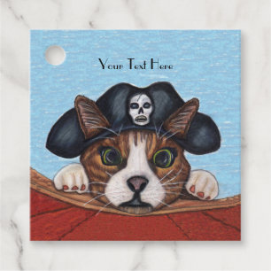 Niedliche Katze in Black Pirate Hat Skull Red Boat Geschenkanhänger