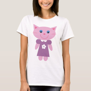 Niedliche Katze in einem lila Kleid T-Shirt