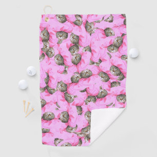 Niedliche Katze in einem rosa Caps-Muster zufällig Golfhandtuch