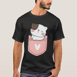 Niedliche Katze in einer rosa Tasche - Girl Pocket T-Shirt