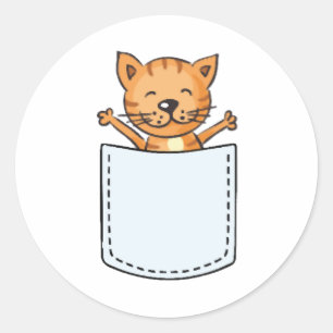 Niedliche Katze in einer Tasche Runder Aufkleber
