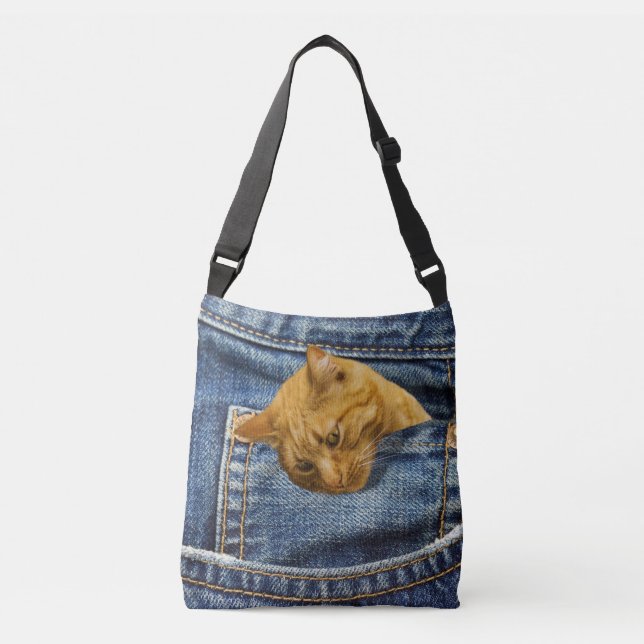 Niedliche Katze in Jeans Tasche lustige Illusion (Vorderseite)