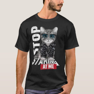 Niedliche Katze in Lederjacke für Katze 1 T-Shirt